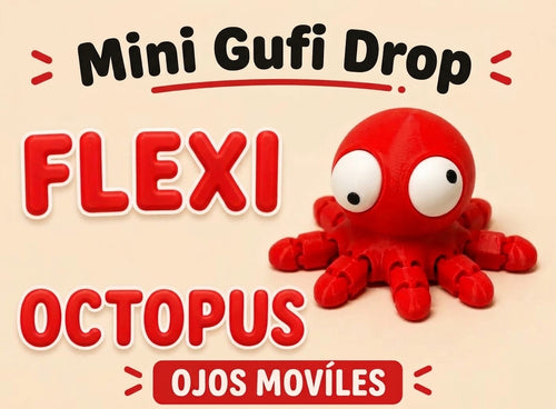 Mini Flexi Octopus de Gufis, pequeño pulpo flexible de colección con ojos móviles.